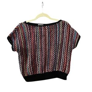 Vintage Mesh Multicolor Striped Women's Top